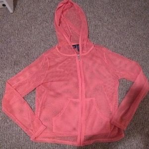 Long sleeve zipup swim suit cover hoodie w/ pocket